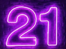 21 Neon Sign 900mm x 712mm | Hire Neon Lights Sunshine Coast | Alfie's Event Hire | Sunshine Coast Party & Event Hire