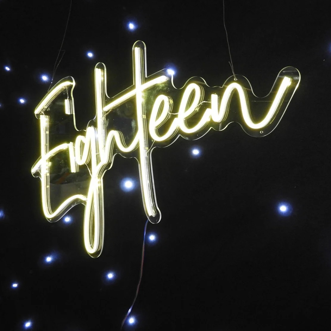 Eighteen RGB Neon Sign 900mm x 520mm | Neon Lights Hire Sunshine Coast | Alfie's Event Hire | Sunshine Coast Party & Event Hire