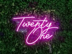 Twenty One RGB Neon Sign 900mm x 581mm | Hire Neon Lights Sunshine Coast | Alfie's Event Hire | Sunshine Coast Party & Event Hire