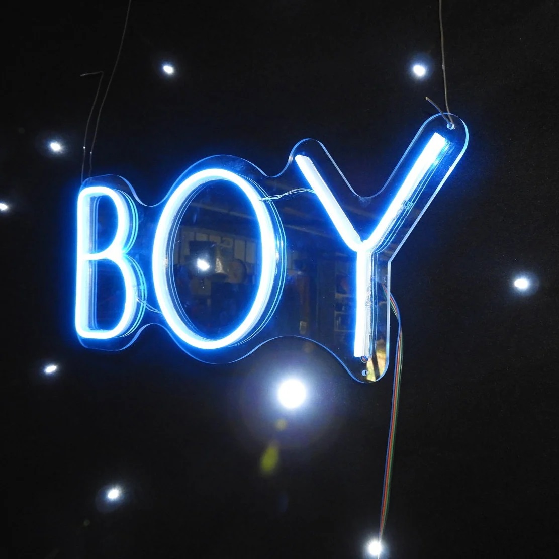 Boy RGB Neon Sign 500mm x 207mm | Hire Neon Lights Sunshine Coast | Alfie's Event Hire | Sunshine Coast Party & Event Hire