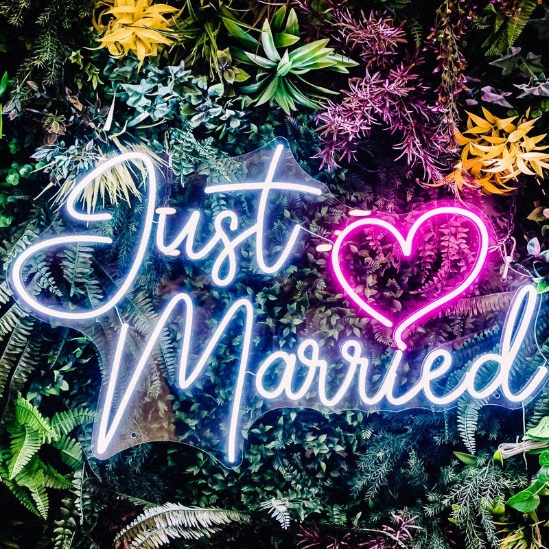 Just Married RGB Neon Sign 700mm x 343mm | Hire Neon Lights Sunshine Coast | Alfie's Event Hire | Sunshine Coast Party & Event Hire