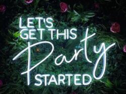 Lets Get This Party Started RGB Neon Sign 1000mm x 673mm | Hire Neon Lights Sunshine Coast | Alfie's Event Hire | Sunshine Coast Party & Event Hire