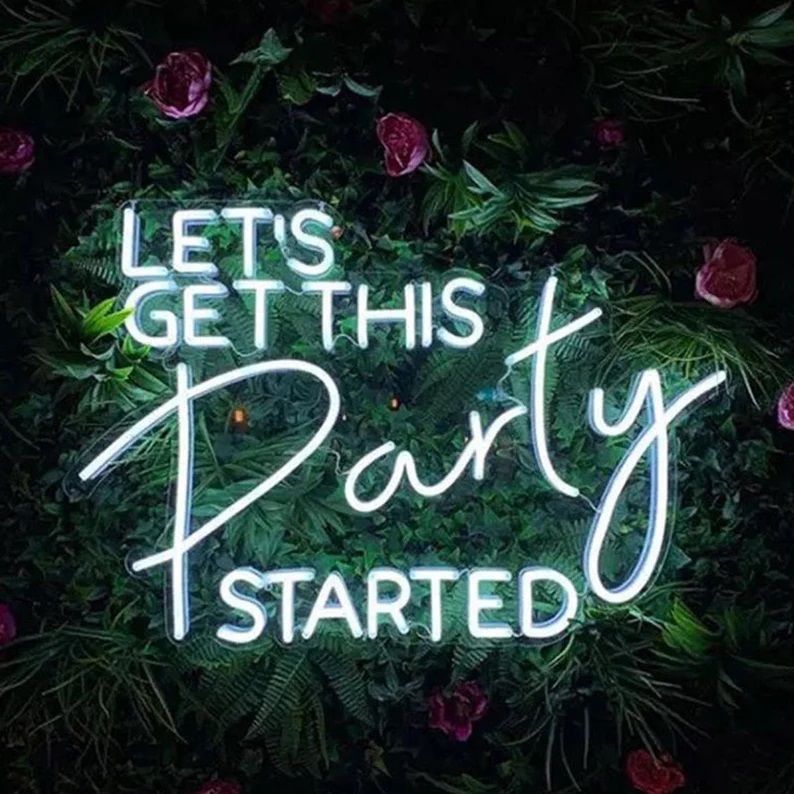 Lets Get This Party Started RGB Neon Sign 1000mm x 673mm | Hire Neon Lights Sunshine Coast | Alfie's Event Hire | Sunshine Coast Party & Event Hire