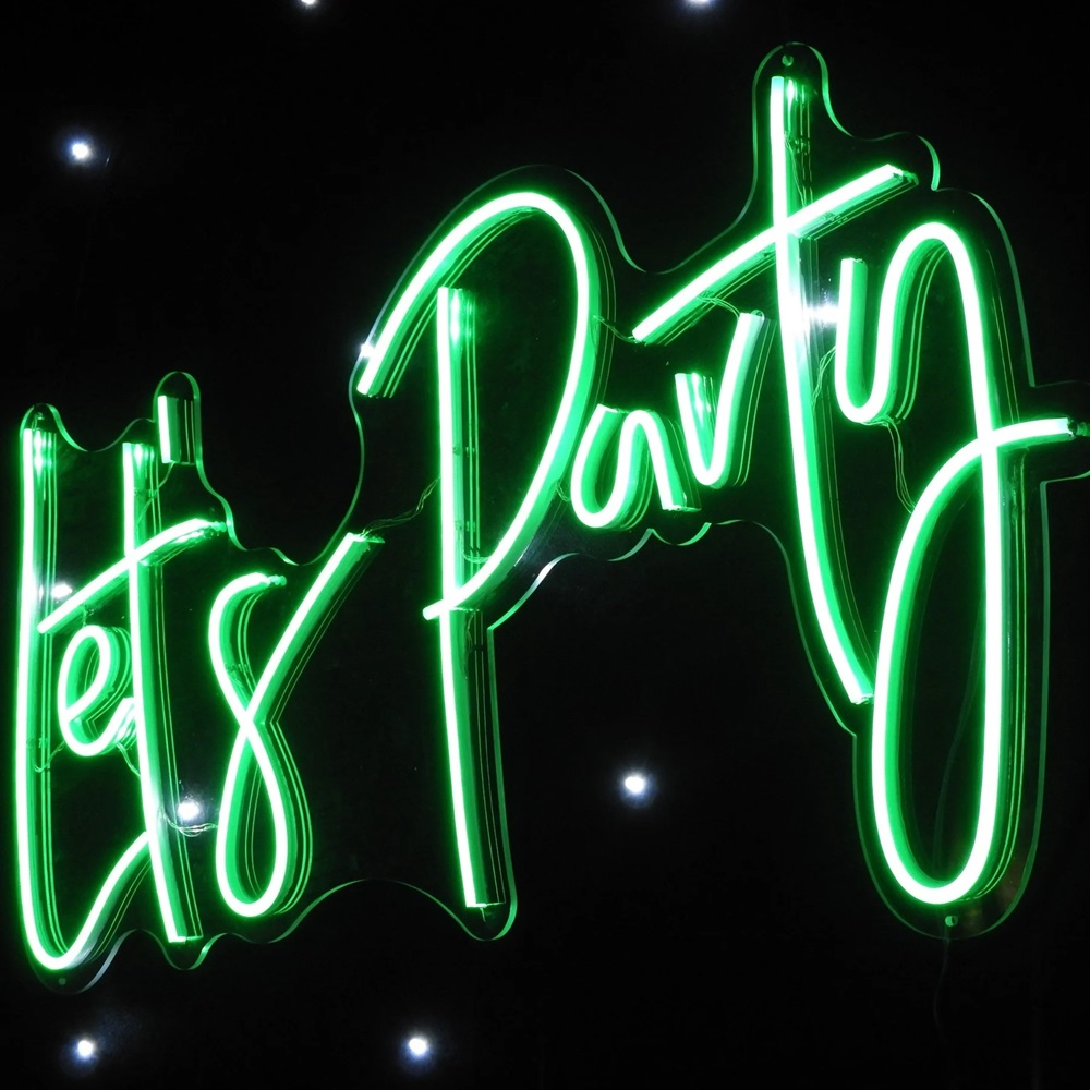 Lets Party RGB Neon Sign 800mm x 490mm | Neon Lights Hire Sunshine Coast | Alfie's Event Hire | Sunshine Coast Party & Event Hire