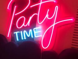Party Time RGB Neon Sign 600mm x 654mm | Neon Lights Hire Sunshine Coast | Alfie's Event Hire | Sunshine Coast Party & Event Hire
